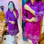 Stylish Embroidery Two Piece Co-Ord Set for Women with Laser Cut Design