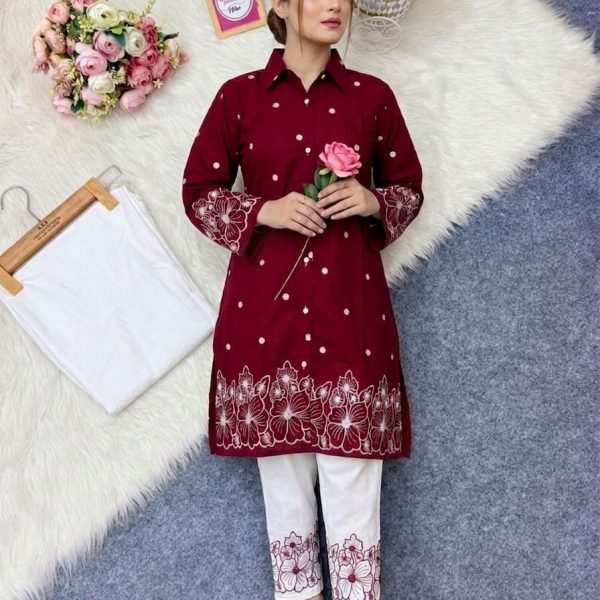 Stylish Embroidery Two Piece Co-Ord Set | Keshabpur.com