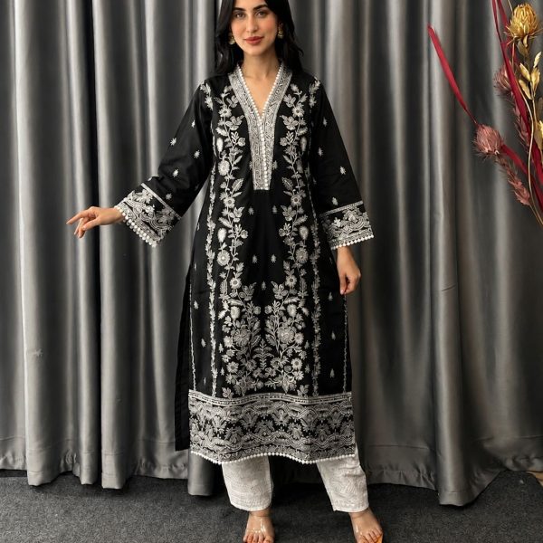 Premium Cotton Two Piece with Embroidery Work
