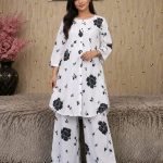 Unique Western Two-Piece Soft Silk Skin Print Shirt with Matching Selowar