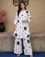 Unique Western Two-Piece Soft Silk Skin Print Shirt with Matching Selowar