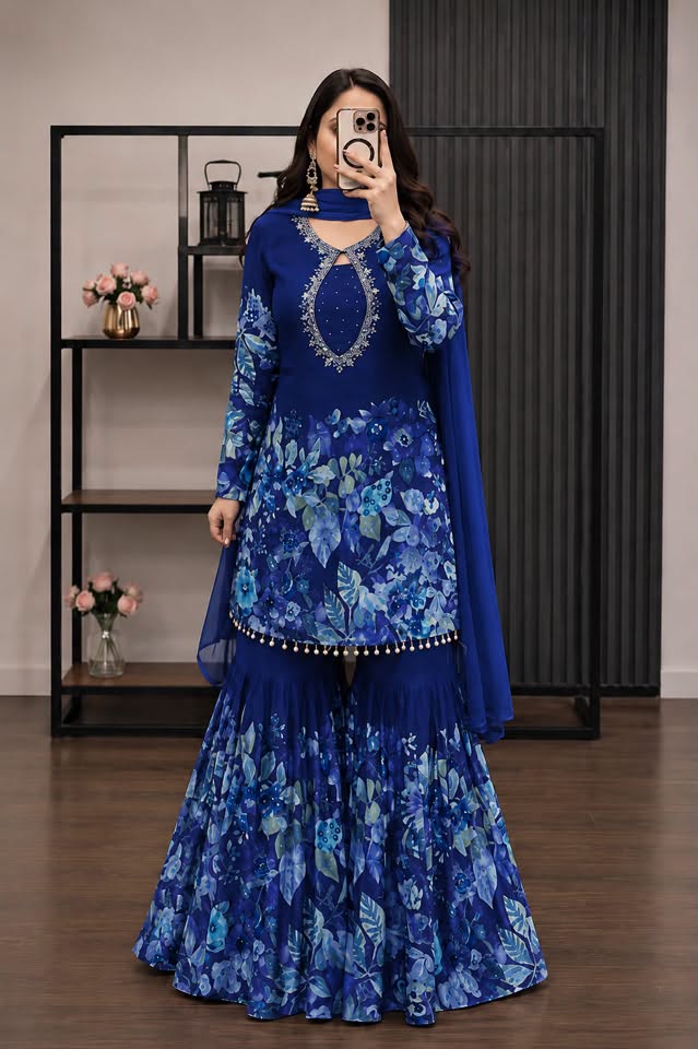 Premium New Design Three Piece with Thai Micro Georgette and Stone Work