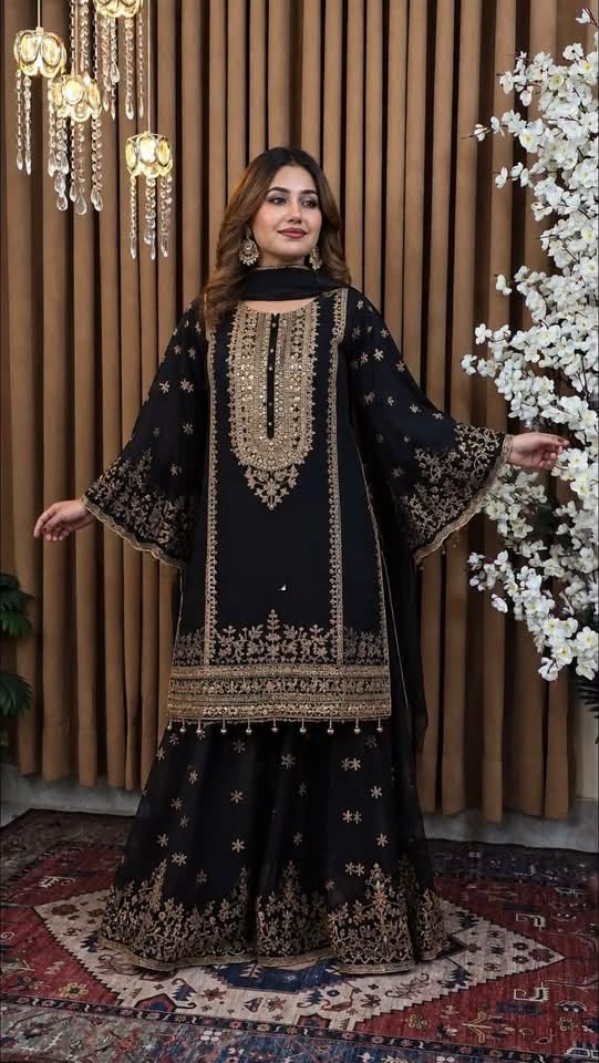 New Premium Gararah Dress Indian Georgette Heavy Embroidery