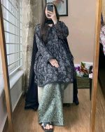 Digital Printed 3 Piece China Microstich Ari Work Dress for Women