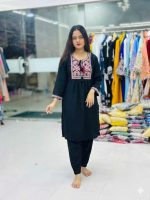 Embroidered Two Piece Budget Friendly Switch Silk Dress for Women