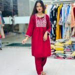 Embroidered Two Piece Budget Friendly Switch Silk Dress for Women