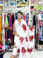 Puja Special Three Piece | VIP Linen Embroidery & Digital Print - Image 3