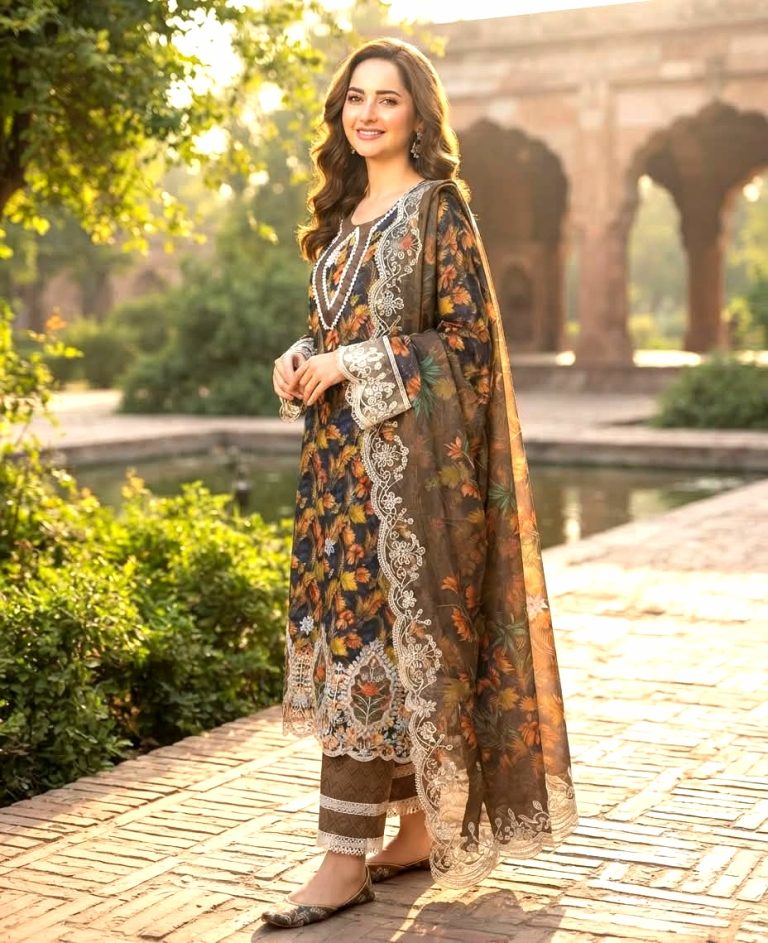 Pakistani Inspired Laser Cut Readymade Three Piece for Women