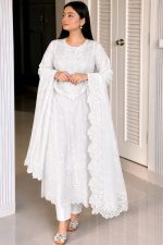 Embroidery Three Piece Soft Cotton Dress for Women